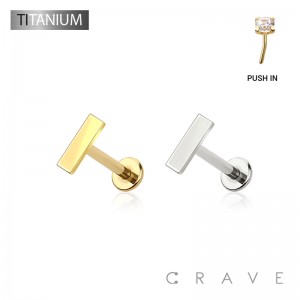 IMPLANT GRADE TITANIUM THREADLESS PUSH IN LABRET FLAT BAR TOP